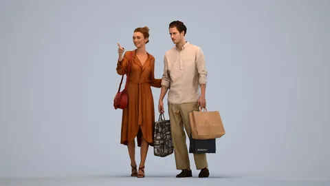 Jason004 Shopping Couple - Blender 3d models