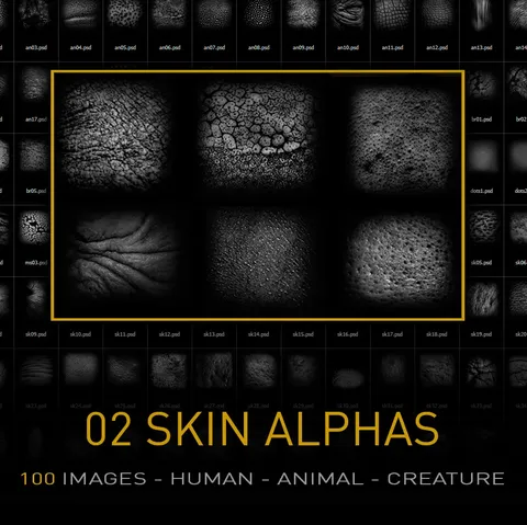 Skin Alpha Image Pack - Blender sculpting brushes