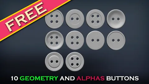 10 Button Alphas and Geometries - Blender sculpting brushes