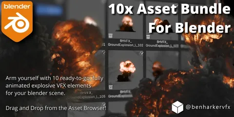 Ground Explosion VFX Assets - Blender textures & materials