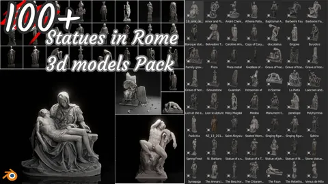 Famous Statues in Rome Pack 1 - Blender 3d models