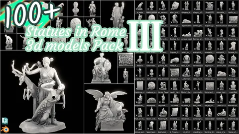 100+ Famous Statues In Rome Pack 3 - Blender 3d models