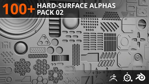 Hard-Surface Alphas Pack 02 - Blender sculpting brushes