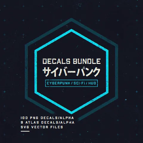 100 Cyberpunk Decals - Blender textures & materials
