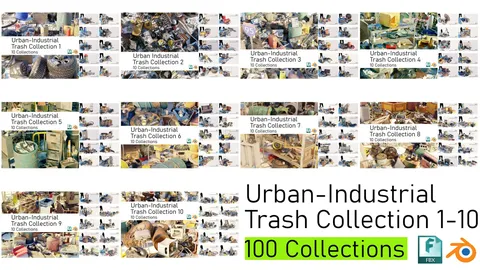 100 Urban-Industrial Trash Collections - Blender 3d models