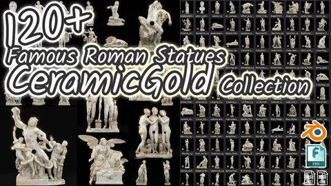 Roman Statues Ceramic Gold - Blender 3d models