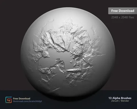 13 Alpha Brushes - Blender sculpting brushes