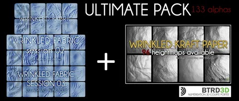 Wrinkled Fabric and Paper Alphas - Blender sculpting brushes