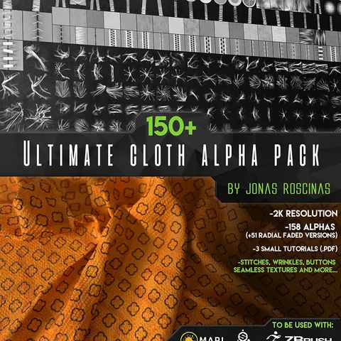Ultimate Cloth Alpha Pack - Blender sculpting brushes