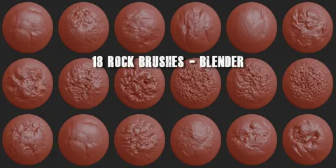 18 Rock Brushes - Blender sculpting brushes