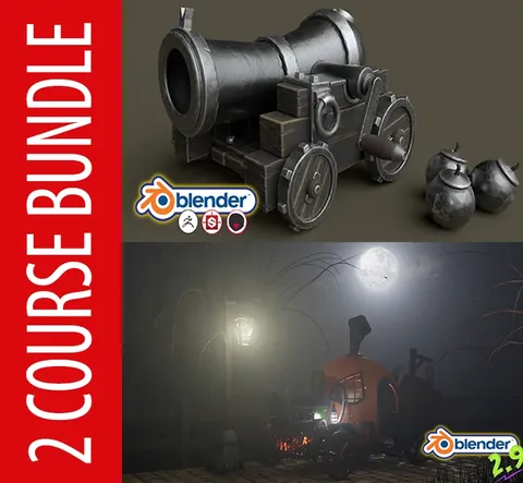Halloween & Cannon Course Bundle - Blender tutorials & courses
