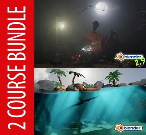 Stylized Pumpkin & Ocean Courses - Blender tutorials & courses