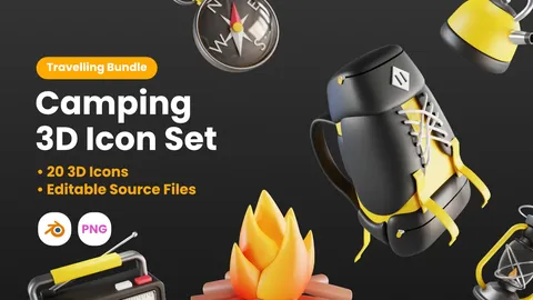 Camping 3D Icon Pack - Blender 3d models