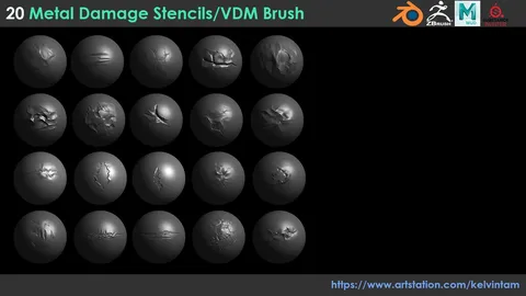 Metal Damage Brushes Pack 1 - Blender sculpting brushes