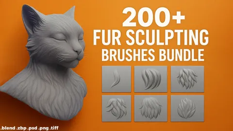 Fur Sculpting Brushes Bundle - Blender sculpting brushes