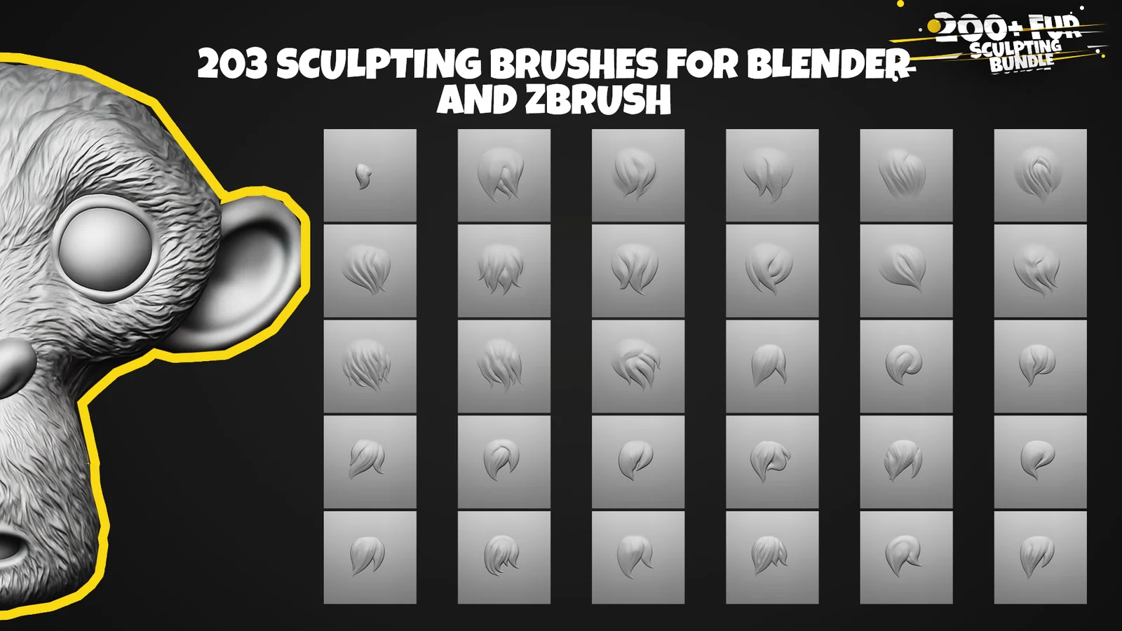 200+ Fur Sculpting Brushes screenshot 6
