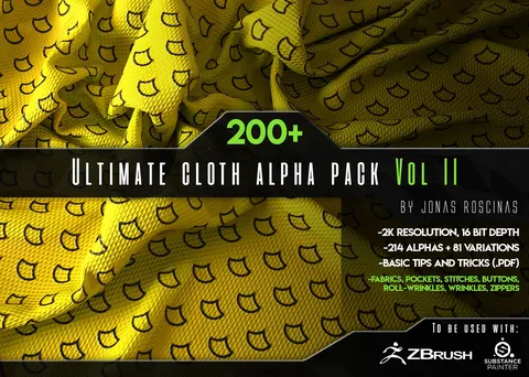 Ultimate Cloth Alpha Pack Vol II - Blender sculpting brushes