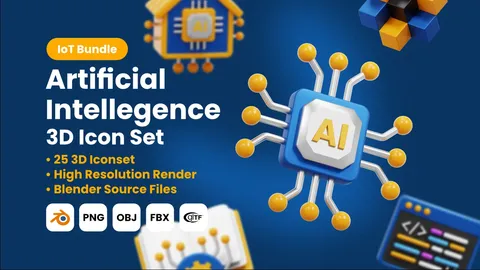 Artificial Intelligence 3D Icons - Blender 3d models
