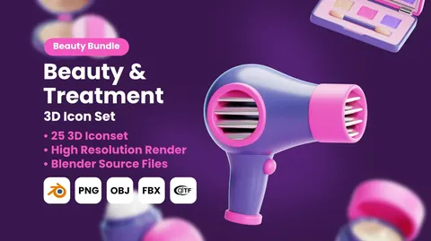 Beauty & Treatment 3D Icons - Blender 3d models
