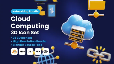 Cloud Computing & Networking Icons - Blender 3d models