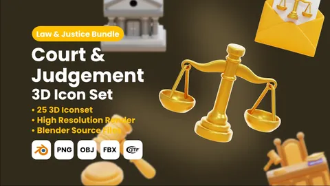 Court & Judgement Icons - Blender 3d models
