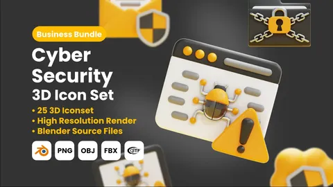 Cyber Security 3D Icons - Blender 3d models