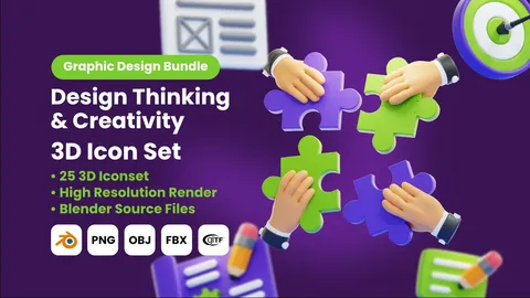 Design Thinking 3D Icons - Blender 3d models