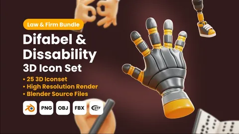 Difabel & Disability 3D Icons - Blender 3d models