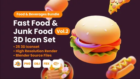 Fast Food & Junk Food Vol 2 - Blender 3d models