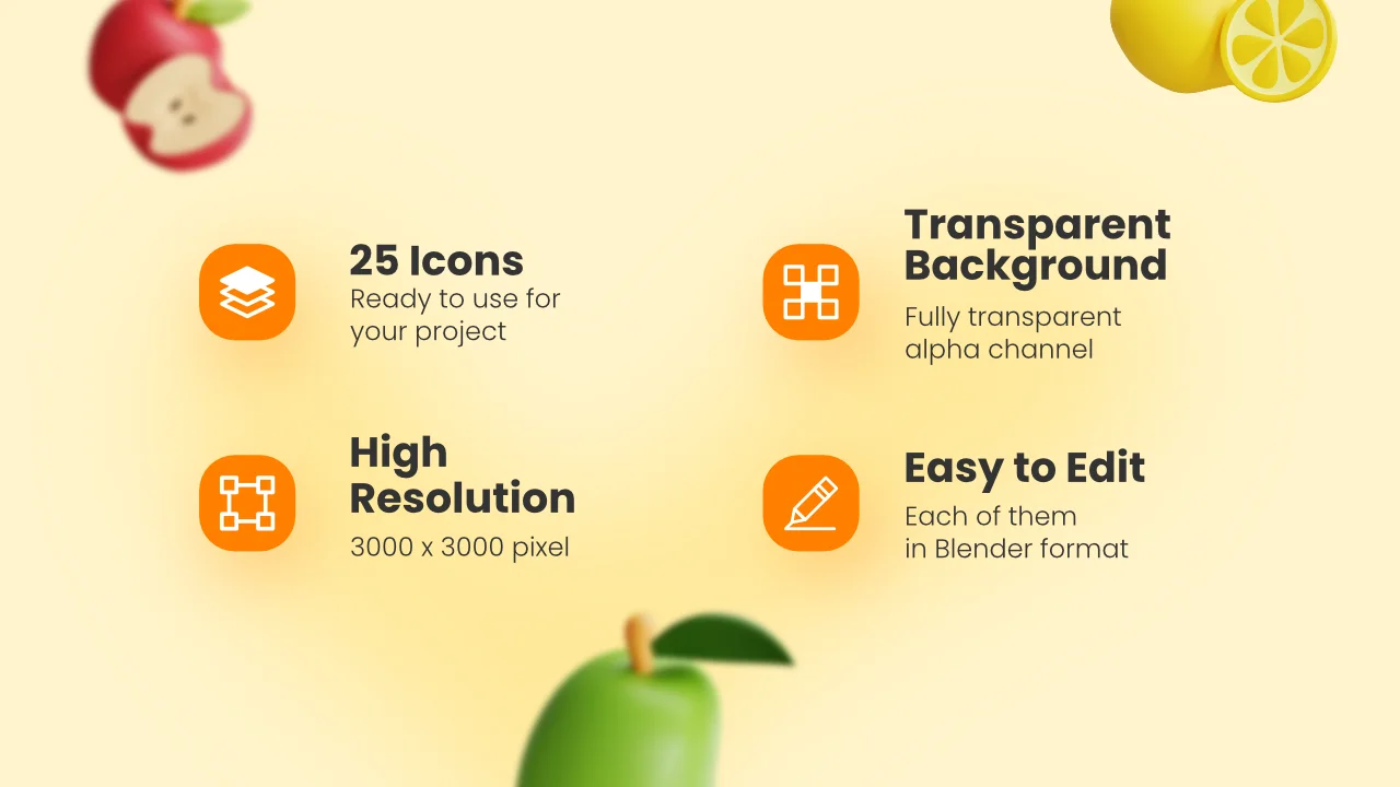 25 Fruits 3D Icons screenshot 2