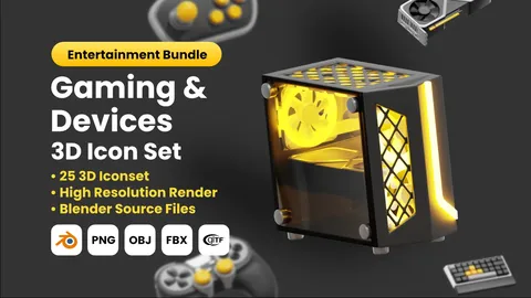 Gaming & Devices Icons - Blender 3d models