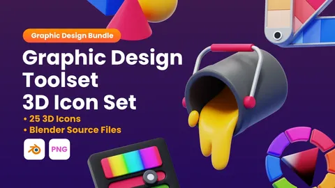 Graphic Designer Tools 3D Icons - Blender 3d models