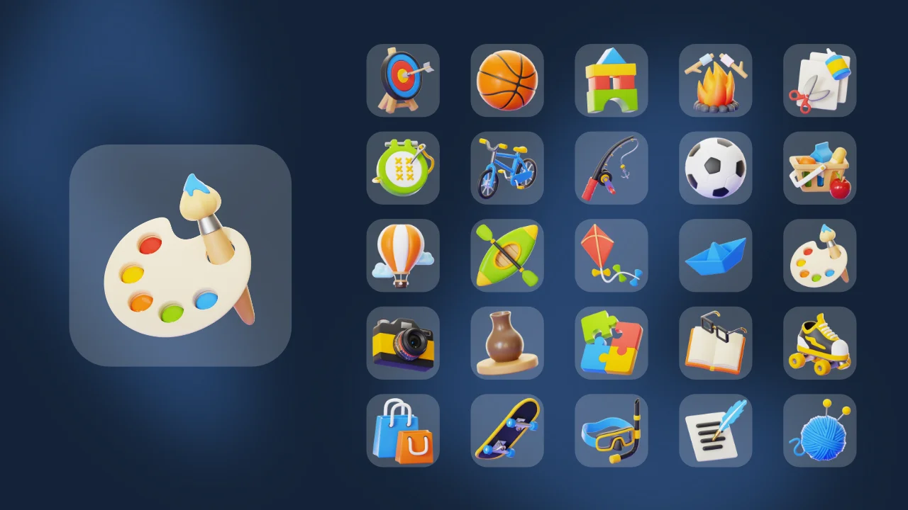 25 Hobbies 3D Icons screenshot 7