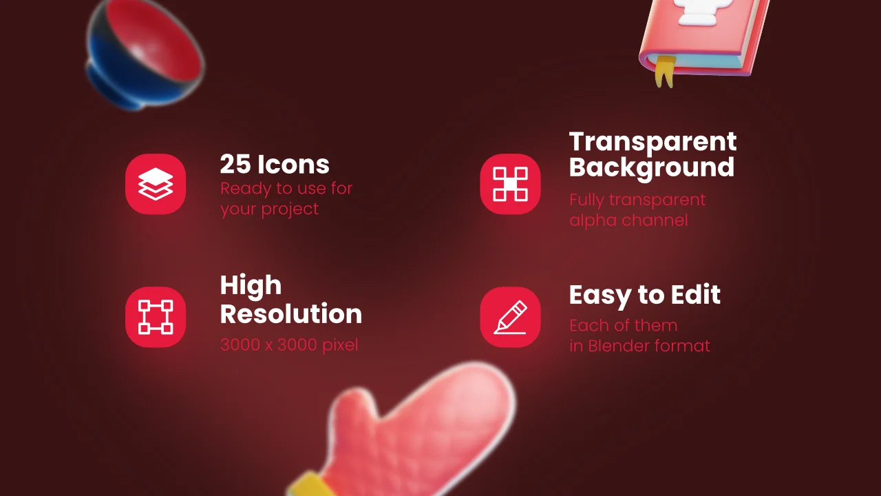 25 Kitchenware 3D Icons screenshot 2