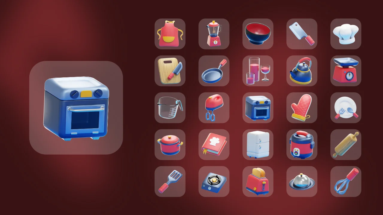 25 Kitchenware 3D Icons screenshot 7
