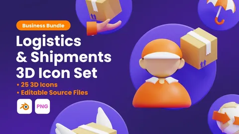 Logistics and Shipments 3D Icons - Blender 3d models