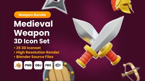 Medieval Weapon 3D Icons - Blender 3d models