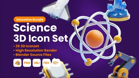 Science 3D Icons - Blender 3d models