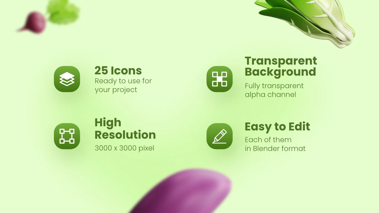25 Vegetable 3D Icons screenshot 2