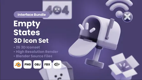Empty States 3D Icons - Blender 3d models