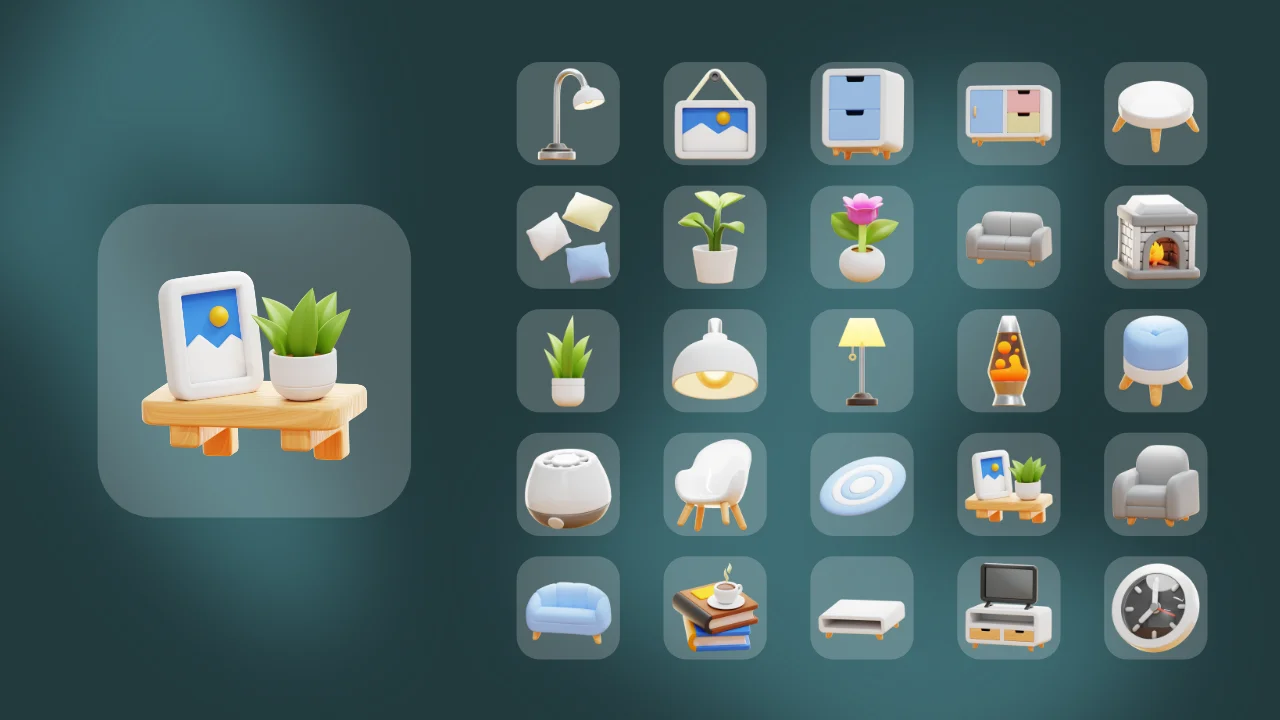 Living Room 3D Icons screenshot 7