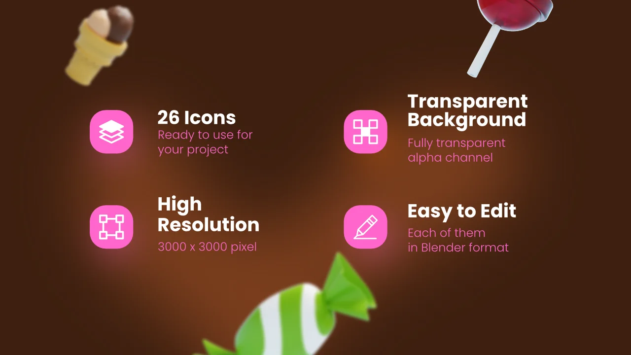 Sweets And Candies 3D Icons screenshot 2