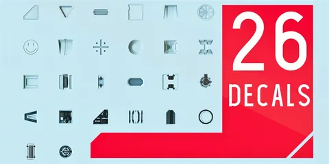 26 Hard Surface Decals - Blender textures & materials