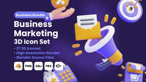 Business & Marketing 3D Icons - Blender 3d models
