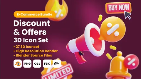 Discount & Offers 3D Icons - Blender 3d models