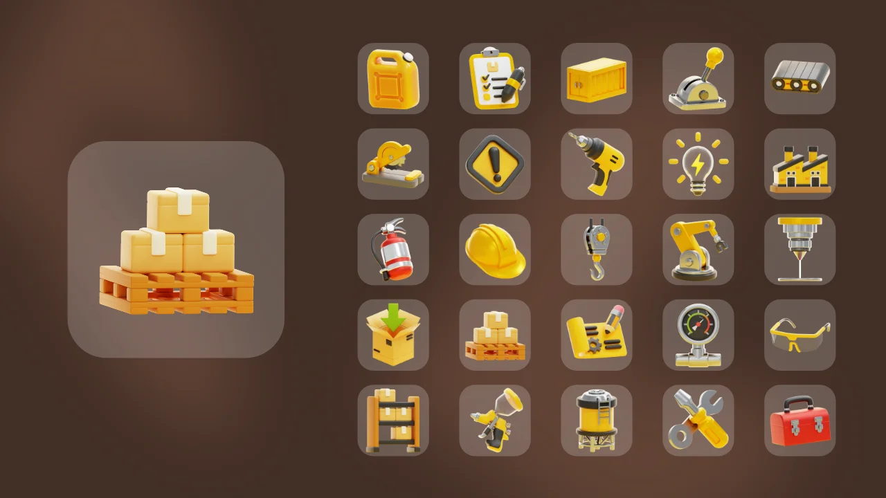 Factory & Manufacture 3D Icons screenshot 7
