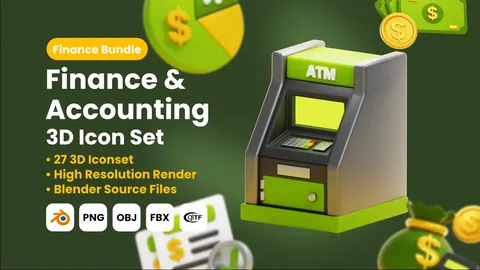 Finance & Accounting Icons - Blender 3d models