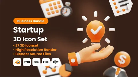 Startup 3D Icons - Blender 3d models