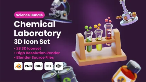 Chemical Laboratory 3D Icons - Blender 3d models