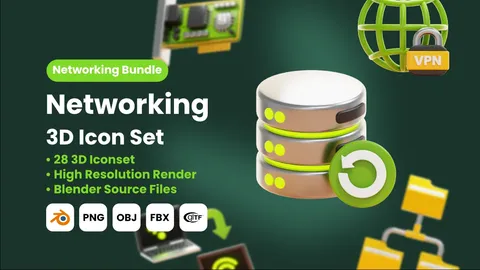 Networking 3D Icons - Blender 3d models